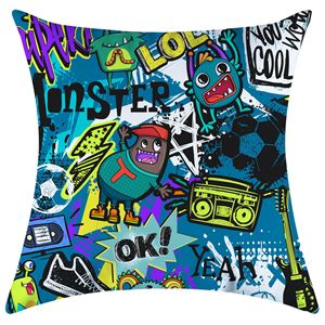 Funda de Cojín Cuadrada Personalizada con Estampado de Graffiti de Música Hip-hop Rock Roll para el Hogar, Hospital o Sofá - Product Image 3