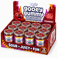 Bonbons liquides acidulés Gooey Gummy très demandés, boîte cadeau de 12 pots, saveurs fraise, myrtille, pomme, pour fêtes d'enfants, amusants et extensibles