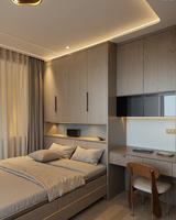 Lit superposé compact pour chambre d'enfant, lit mezzanine personnalisé avec bureau et bibliothèque