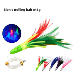 Señuelo artificial luminoso de 46 g con cabeza de resina y plumas de atún para pesca de arrastre en agua salada de wahoo y mahi mahi en alta mar - Product Image 1