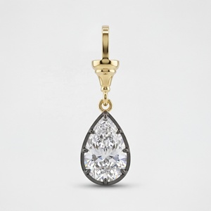 Pendentif goutte en argent sterling 925 avec zircone cubique taille poire, monture plaquée or 18 carats et finition couleur bronze. - Product Image 1