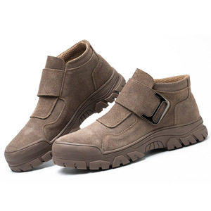 Men's Steel Toe Safety Shoes Anti-Impact Anti-Puncture Anti-Slip Work Boots Construction Industry Middle-Cut Felt Buttons - Product Image 3