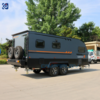 CAMPTRL Remorque de voyage tout-terrain robuste, caravane remorquable avec suspension indépendante pour camping hors réseau
