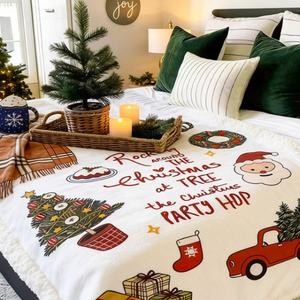 Manta de Franela de Lana de Leche Navideña, de Doble Cara, con Estampado de Terciopelo, Personalizable, para la Oficina, para <span class=keywords><strong>Siesta</strong></span>, para Regalo, para Sofá - Product Image 3