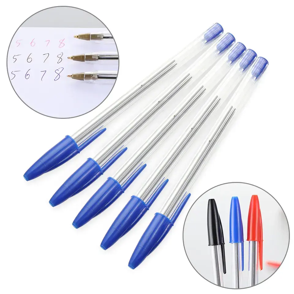 Wholesale 1.0mm ballpoint pen easy to write plastic pen student stationery for school 3 colors