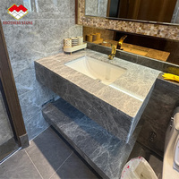 Élégantes dalles de marbre gris Hermès pour sols, escaliers, rebords de fenêtre, seuils, panneaux muraux, comptoirs de cuisine en marbre et meubles-lavabos de salle de bain