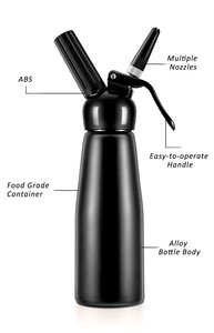 موزع كريمة مخفوقة من الألومنيوم عالي المتانة مع 3 فوهات تزيين وفرشاة تنظيف - Product Image 3