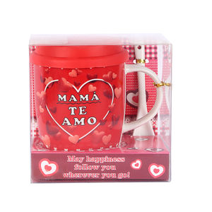 Taza de café de cerámica con logotipo personalizado en español, juego de regalo para el día de la madre con tapa de silicona - Product Image 5