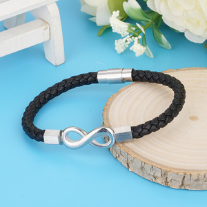 Vô Hạn Vòng Da <span class=keywords><strong>Bangle</strong></span> Người Đàn Ông Chính Hãng Da Không Gỉ Từ Clasp Vòng Đeo Tay GL104 - Product Image 3