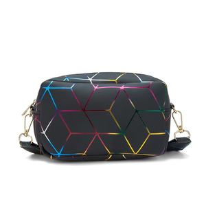 New Arrival Women's Autumn Fashionable Geometric Print PU Material Messenger Shoulder Bag <b>Camera</b> <b>Strap</b> Colorful Letter Design - Product Image 5