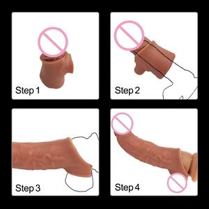 Realistische Penis vergrößerung Big Long Dildo Sleeve Wieder verwendbare weiche Silikon männliche Penis Ärmel Dildo Kondom für Männer verlängern Sexspielzeug - Product Image 4