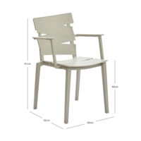 Chaise de jardin en plastique moderne avec accoudoirs, prix raisonnable, haute qualité, best-seller, mobilier d'extérieur