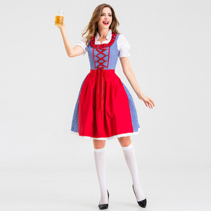 Vestido tradicional de Oktoberfest Dirndl para <span class=keywords><strong>mujer</strong></span>, disfraz de Festival de la cerveza Bávara Alemana para fiesta de <span class=keywords><strong>Carnaval</strong></span>, traje elegante de Halloween - Product Image 2