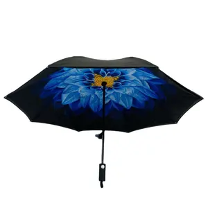 奥维达定制logo印花反折伞促销品牌自动倒折伞