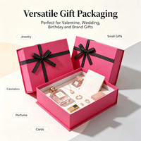 Boîte cadeau magnétique rigide écologique recyclée personnalisée Forest Packing, style livre, ruban rose mat, pour bijoux, boîte de la Saint-Valentin