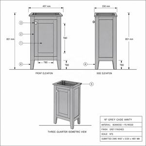 Meuble de salle de bain suspendu en bois massif, style classique, pour petits espaces - Product Image 2