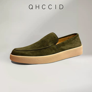 Mocassins en daim vert olive pour homme, chaussures décontractées à talon bas, légères, semelle souple, style pêcheur - Product Image 2