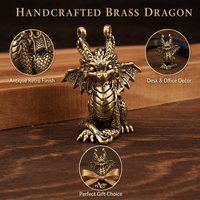 Figurine Dragon Laiton Vintage Mini Statue Dragon Chinois Antique Décoration Bureau Office Maison Collection Cadeau