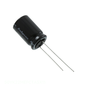 ตัวเก็บประจุแบบรูผ่านรูสำหรับ50YK22MEFCTA5X11สารส้ม22 uF 20% 50V รัศมี th 22 uF - Product Image 1