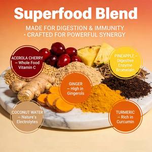 Jugo en Polvo <span class=keywords><strong>de</strong></span> Piña, Jengibre y Cúrcuma <span class=keywords><strong>de</strong></span> Fábrica, Apoya la Digestión y el Bienestar, Defensas Diarias, Promueve el Suplemento <span class=keywords><strong>de</strong></span> Jugo Integral - Product Image 4