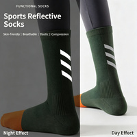 Chaussettes de cyclisme et de course respirantes, anti-transpiration, réfléchissantes, en polyester/nylon sans couture, pour usage cycliste antidérapant