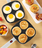 Poêle à œufs électrique antiadhésive 4 tasses, sans cuisinière, poêle à omelette en granit, poêle à frire pour le petit-déjeuner, pour œufs, crêpes, pancakes