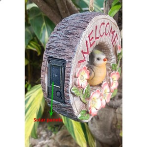 <span class=keywords><strong>Petit</strong></span> <span class=keywords><strong>oiseau</strong></span> accueillant, luminaire solaire en forme de bonsaï, pendentif, scène nocturne, artisanat en résine, ornement de jardin chinois - Product Image 3