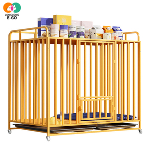 Jaula para Mascotas <span class=keywords><strong>de</strong></span> Tubo Cuadrado Grueso <span class=keywords><strong>de</strong></span> 110 cm con Estante <span class=keywords><strong>de</strong></span> Almacenamiento y Bandeja Desmontable para Excrementos, Apta para Interiores, para Perros Labrador y Golden Retriever - Product Image 1