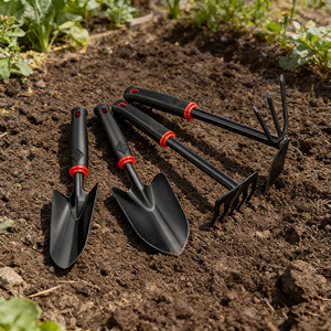 Pala de jardinería, pala pequeña de hierro, juego de herramientas para plantar verduras y flores (4 piezas), rastrillo pequeño, azada pequeña, pala. - Product Image 2
