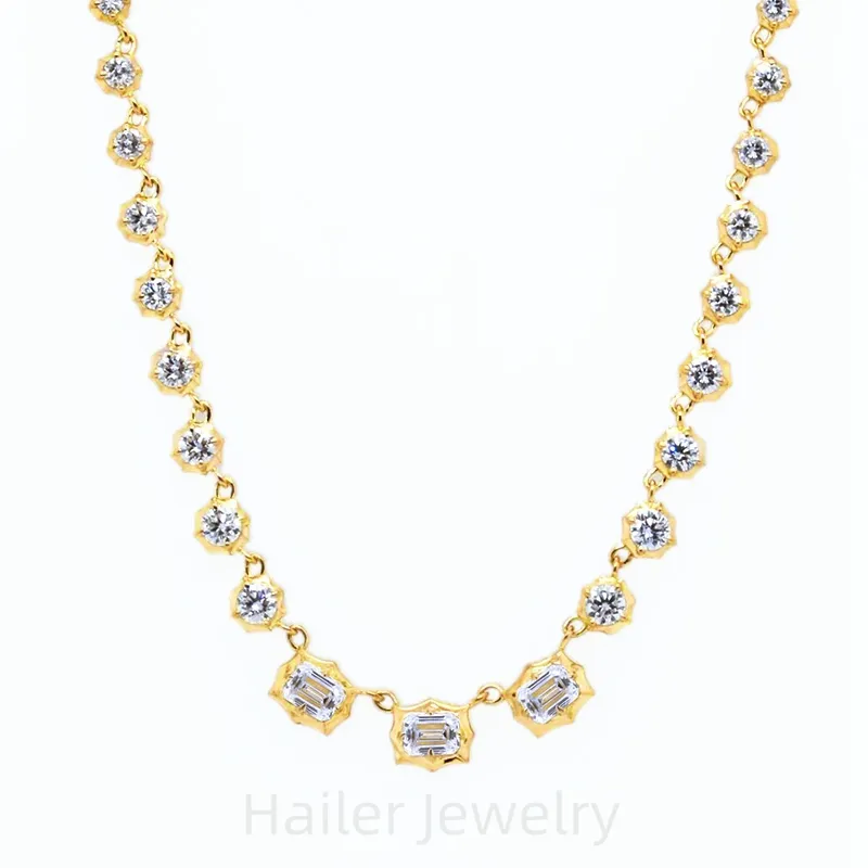 Hailer joyas 2023 statement dainty necklace 10k 14k 18k gemstone jewelry women gold chain necklace