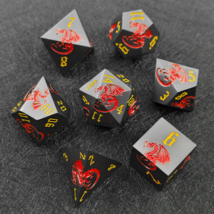 Dado poliédrico 3D de dragón tallado en aleación de zinc, dados de rol con bordes afilados, juego de mesa de 7 piezas, dados pesados para DND, proveedor mayorista a granel - Product Image 3