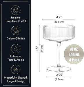 Copas de Cóctel de Plástico Acanalado de 300 ml, Diseño Elegante, Clásico y Vintage, para el Hogar y Fiestas - Product Image 3