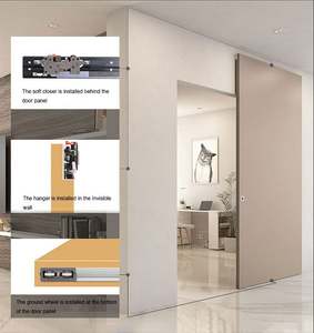 WEKIS Quincaillerie de porte coulissante de grange à fermeture douce dissimulée, robuste, en alliage d'aluminium durable, pour cuisine et salon - Product Image 5