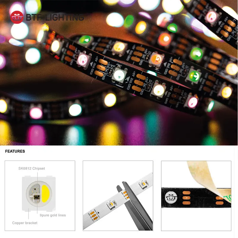 SK6812 RGBW Led Strip Light 4 in 1 simile WS2812B IP30 65 67 5V 1m 5m 30 60 144 Led luci Led RGBWW indirizzabili individuali