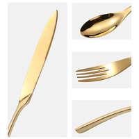 Ensemble de couverts modernes en acier inoxydable 3 pièces en argent poli miroir avec logo personnalisé pour le camping