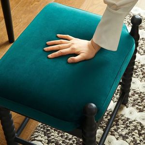 Taburete de tocador de madera maciza con asiento de terciopelo, silla de maquillaje para dormitorio con espacio de almacenamiento, mueble. - Product Image 3