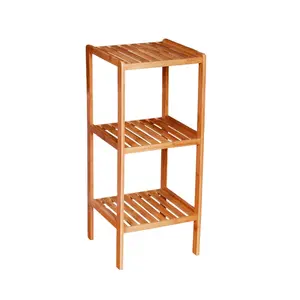 Livre de Pé À Prova D' Água 3 Tier 100% de Bambu Rack de Armazenamento Do Banheiro Prateleira