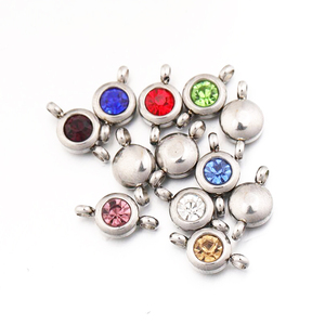 Connecteurs en acier inoxydable plaqué or de 6,5 mm avec strass, 12 breloques pierres de naissance pour la fabrication de bracelets - Product Image 5