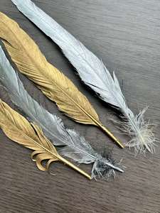 Ricos tamaños de plumas de <span class=keywords><strong>gallo</strong></span> de color metálico dorado y plateado para Festival carnaval Decoración Ropa accesorio fiesta de boda - Product Image 6