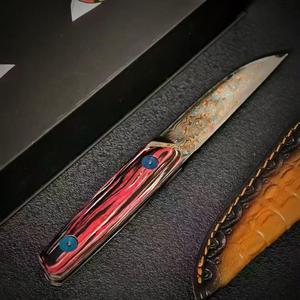 มีดอเนกประสงค์เหล็กดามัสกัส Tsukuyomi DIY OEM แบบกำหนดเอง พร้อมปลอก Kydex ด้ามไม้ คลิปหนีบเข็มขัด พกพาสะดวก สำหรับแคมป์ปิ้ง รับประกัน 1 ปี - Product Image 2