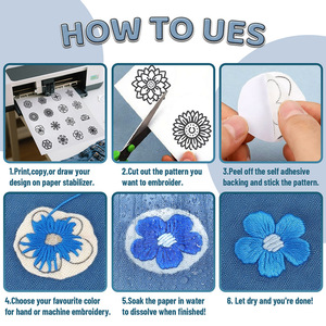 Cho Amazon lựa chọn hàng đầu bền nước hòa tan thêu ủng hộ chuyển sticker cho Quilting Máy quần áo và ren Làm - Product Image 5