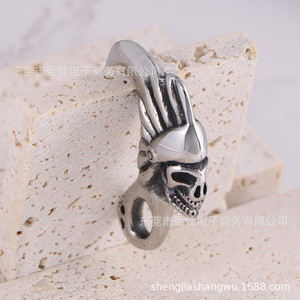 Collar con colgante de calavera de animal de acero de titanio para hombre, estilo retro, modelo SP1079-1080 - Product Image 4