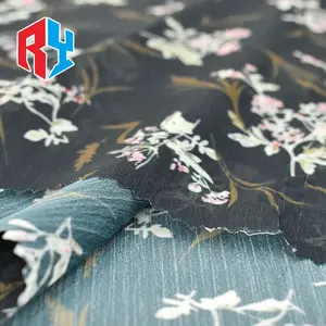 China Supplier direct price summer new 100% polyester chiffon printed floral dubai fabric for dress