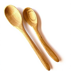 Handmade Wooden Spoons Set of 2 Natural Wood <b>Kitchen</b> Utensils for Cooking Stirring Mixing Serving - Product Image 4
