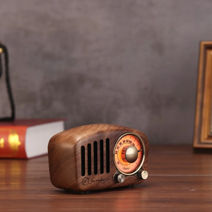 Ancienne marque rétro nostalgique petit haut-parleur portable Radio, Audio Antique de haute qualité classique original en bois sans fil - Product Image 5