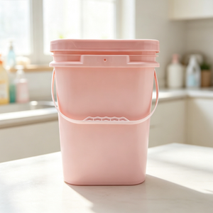 Mini Cubo de Plástico con Tapa 10L 15L 25KG PET Transparente, Cubo de Plástico Rosa para Yogur, Alimentos, Pintura y Almacenamiento - Product Image 1