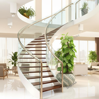 Escalier en spirale en verre de haute qualité Smartart, best-seller / Escalier en bois avec marches LED