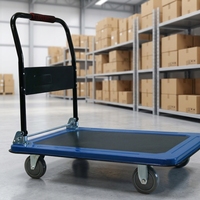 Carretilla de Plataforma Industrial Plegable de Acero de Alta Resistencia con Cuatro Ruedas, Plataforma Antideslizante, Capacidad de Carga de 300 kg