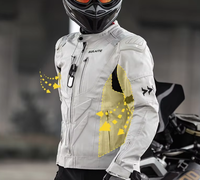Veste de moto en tissu Oxford 600D respirant avec coque renforcée en TPU, protections en mousse EVA amovibles, manches longues, été