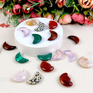 Cristales de Alta Calidad de Múltiples Materiales: Ópalo Rosa, <span class=keywords><strong>Obsidiana</strong></span> Roja, Malaquita, Ágata Floral y Cristal Tallado en Forma de Luna para Decoración - Product Image 4
